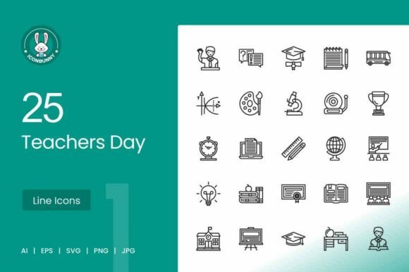 25 Teachers Day Line Icons: Elevating Educational Design with Clarity and Style