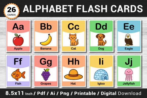 Alphabet Flashcards for Kids: A-Z Learning