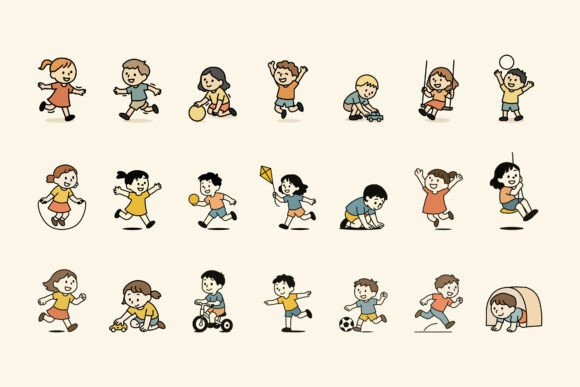 Children Playing Doodle Set: A Guide to Minimalist Kids Illustrations
