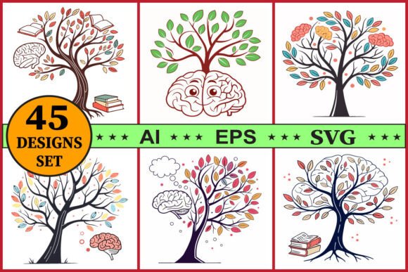 Cultivating Knowledge: The Power of Brain Learning Tree Vector Clipart in Modern Design