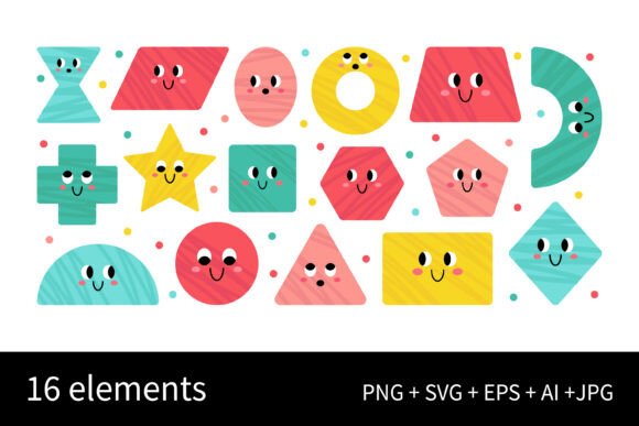 Cute Geometric Figures with Face Set
