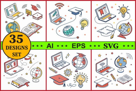 Education Technology Study Icon Set: Visualizing the Future of Learning