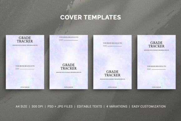 Elevate Your Academic Planning with a Soft Pastel Grade Tracker Cover Template Set