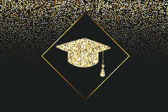 Graduation Glitter Card with Cap Design