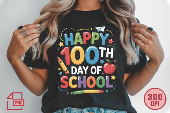 Happy 100th Day of School PNG: A Vibrant Design for Milestone Celebrations
