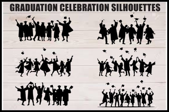 Joyful Graduation Group Silhouettes: Capturing the Spirit of Achievement