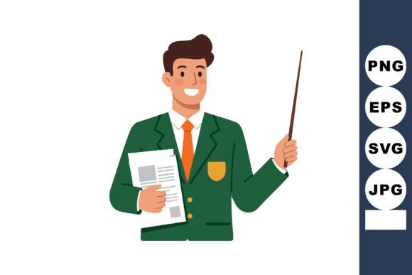 Male Teacher Holding Paper and Pointer I: A Versatile Visual for Modern Storytelling