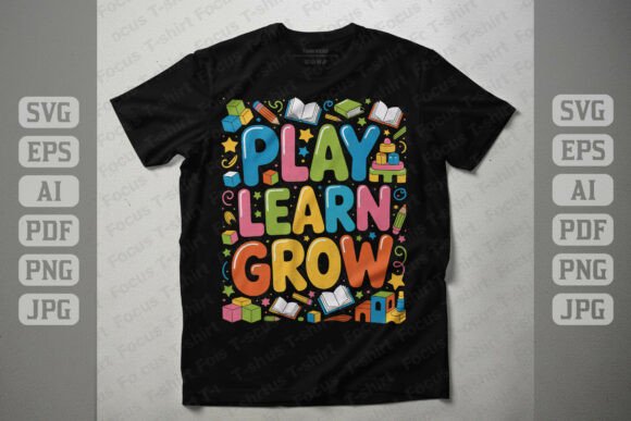 Play Learn Grow Education Kids Graphic