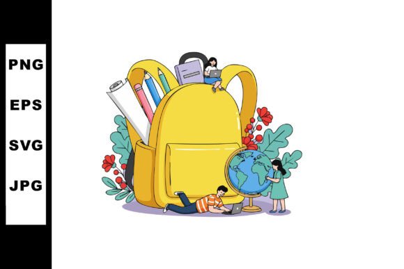 School Backpack with Children Studying: A Visual Symbol of Learning